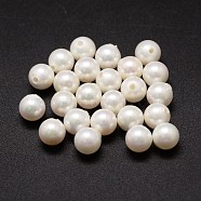 Shell Pearl Beads, Round, Grade A, Half Drilled, White, 6mm, Hole: 1mm(X-BSHE-L031-01-6mm)