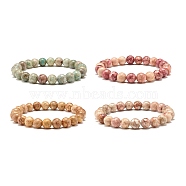 8.5mm Dyed Natural Maifanite/Maifan Stone Round Beads Stretch Bracelet for Girl Women, Mixed Color, Inner Diameter: 2-1/8 inch(5.5cm), Beads: 8.5mm(BJEW-JB07178)