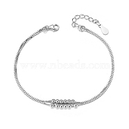 SHEGRACE Rhodium Plated 925 Sterling Silver Double Layered Anklet, with Tiny Beads, Platinum, 210mm(8-1/4 inch)(JA55A)