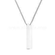 201 Stainless Steel Pendant Necklaces, Rectangle, Stainless Steel Color, 23.62 inch(60cm)(NJEW-M218-03P)