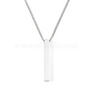 Non-Tarnish 201 Stainless Steel Pendant Necklaces, Rectangle, Stainless Steel Color, 23.62 inch(60cm)(NJEW-M218-03P)