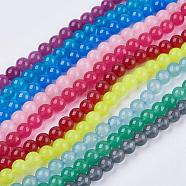 Natural Jade Bead Strands, Dyed, Round, Mixed Color, 6mm, Hole: 1mm, about 62pcs/strand, 15.7 inch(G-R165-6mm-M2)
