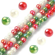 Opaque Electroplate Glass Beads Strands, AB Color Plated, Round, for Christmas, Colorful, 4~4.5mm, Hole: 0.9mm, about 100pcs/strand, 14.96''(38cm)(GLAA-YW0003-20)