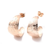 Ion Plating(IP) 304 Stainless Steel Chunky C-shape Stud Earrings, Half Hoop Earrings for Women, Rose Gold, 22x12x0.5mm, Pin: 0.7mm(EJEW-P198-05RG)
