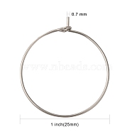 304 Surgical Stainless Steel Wine Glass Charms Rings, Hoop Earring Findings, Stainless Steel Color, 21 Gauge, 29x25x0.7mm(STAS-L214-13P)