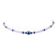 Resin Evil Eye & Acrylic Beaded Necklace for Women, Blue, 16.57 inch(42.1cm)(NJEW-JN04638)
