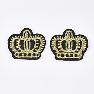 Computerized Embroidery Cloth Iron on/Sew on Patches, Appliques, Costume Accessories, Crown, Light Khaki, 27x31x1.5mm(FIND-T030-257A)