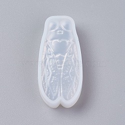 Silicone Molds, Resin Casting Molds, For UV Resin, Epoxy Resin Jewelry Making, Cicada, White, 46x22x9.5mm, Inner Size: 20x40mm(X-DIY-G007-03)