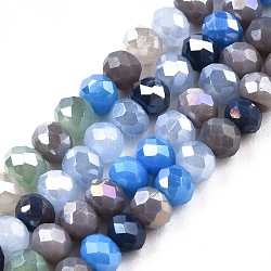 Glass Beads Strands, AB Color Plated, Faceted, Rondelle, Cornflower Blue, 3.5x3mm, Hole: 0.8mm, about 132~140pcs/strand, 14.80 inch~15.16 inch(37.6cm~38.5cm)(GLAA-T006-16D)