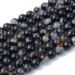 Natural Black Tourmaline Beads Strands, Round, 6mm, Hole: 0.8mm, about 67pcs/strand, 15.3 inch(39cm)(G-F666-05A-6mm)