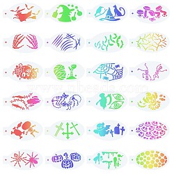 Plastic Face Paint Stencils, Body Facial Painting Tattoo Painting Templates for School Home Party, Halloween Themed Pattern, 7.5x14x0.01cm, 24Pcs/set(DIY-WH0304-582F)