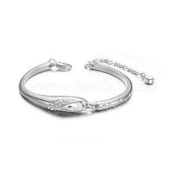 SHEGRACE Alloy Link Bracelets, with Micro Pave Cubic Zirconia Wing and Austrian Crystal, Crystal, 6-3/4 inch(170mm)(JB72G)