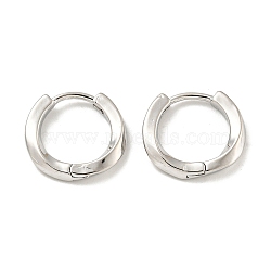 Brass Hoop Earrings, Round, Platinum, 13x2mm.(EJEW-L211-08G-P)