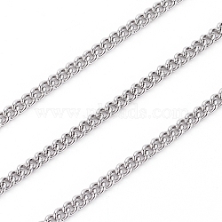 304 Stainless Steel Curb Chains,Twisted Link Chain, Soldered, with Spool, Stainless Steel Color, 2x2x1mm, about 32.8 Feet(10m)/roll(CHS-F007-06P)
