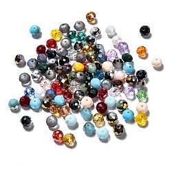 Faceted Rondelle Electroplate Glass Beads Strands, Mixed Color, 8x6mm, Hole: 1mm, about 100pcs/bag(EGLA-X0003-8x6mm)
