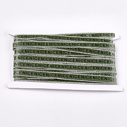 Satin Ribbon and Two Rows Rhinestone(Hot Melt Adhesive On The Back), with Polyester Ribbons, Hotfix Rhinestone, Olive Drab, 15x1.5mm; about 10yards/Card(9.144m/card)(OCOR-S114-01B)