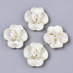 ABS Plastic Imitation Pearl Beads, Flower, Cornsilk, 22x22x5mm, Hole: 1.2mm(X-OACR-N008-006)