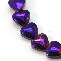 Non-magnetic Synthetic Hematite Beads Strands, Heart, Purple Plated, 6x6x3mm, Hole: 1mm(G-E127-1A)