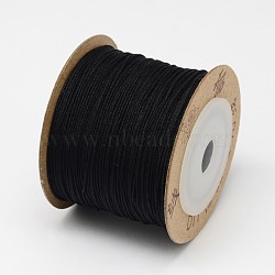 Nylon Braided Cord, Chinese Knotting Cord for Beading Jewelry Making Macrame Craft, Black, 0.8mm, about 109.36 yards(100m)/roll(NWIR-N003-0.8mm-06F-A)
