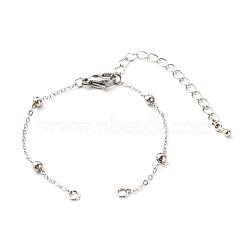 Handmade Brass Satellite Chain Bracelets Making Accessories, with 304 Stainless Steel Lobster Claw Clasp, Platinum, 15x0.15cm(AJEW-JB01025-01)