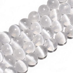 Natural Selenite Beads Strands, Grade AAA, Round, Grade AAA, 8mm, Hole: 0.9mm, about 49pcs/strand, 15.67 inch(39.8cm)(G-N328-025B-02)