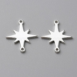 Brass Connector Charms, Star Links, Silver, 13x12x1mm, Hole: 0.8mm(KK-WH0058-18S)