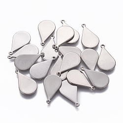 201 Stainless Steel Pendants, Stamping Blank Tag, Teardrop, Stainless Steel Color, 18x10x1mm, Hole: 1mm(STAS-L234-054P)