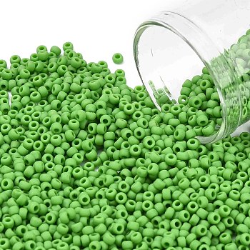 TOHO Japanese Seed Beads, Round, (47F) Opaque Frost Mint Green, 11/0, 2x1.5mm, Hole: 0.5mm, about 42000pcs/pound