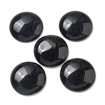 Synthetic Blue Goldstone Cabochons, Flat Round, 30x7~8.5mm