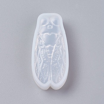 Silicone Molds, Resin Casting Molds, For UV Resin, Epoxy Resin Jewelry Making, Cicada, White, 46x22x9.5mm, Inner Size: 20x40mm