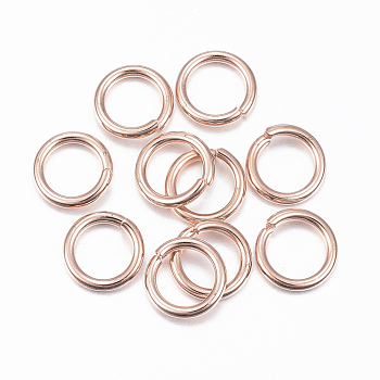 304 Stainless Steel Jump Rings, Open Jump Rings, Rose Gold, 8x1.2mm, Inner Diameter: 6mm