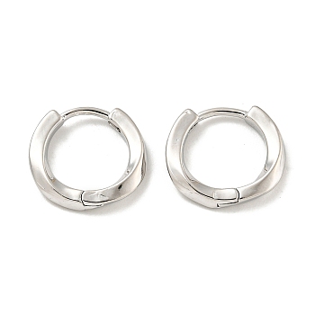 Brass Hoop Earrings, Round, Platinum, 13x2mm.