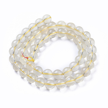 Natural Lemon Quartz Beads Strands, Round, 8mm, Hole: 1.2mm, about 47~50pcs/strand, 15.35 inch(39cm)