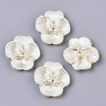 ABS Plastic Imitation Pearl Beads, Flower, Cornsilk, 22x22x5mm, Hole: 1.2mm