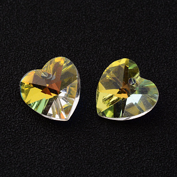 Heart Faceted K9 Glass Charms, Imitation Austrian Crystal, Clear, 10x10x6mm, Hole: 1mm