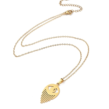201 Stainless Steel Eye Pendant Necklace with Cable Chains, Golden, 18.11 inch(46cm)