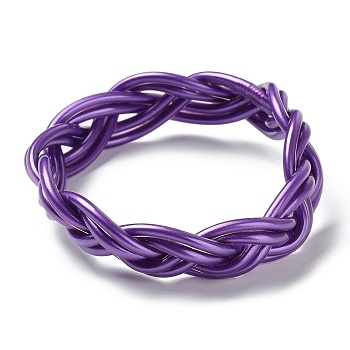 Plastic Cord Braided Stretch Bracelets, Purple, Inner Diameter: 2-1/2 inch(6.5cm)