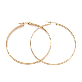 201 Stainless Steel Big Hoop Earrings with 304 Stainless Steel Pins for Women, Golden, 3x60mm
