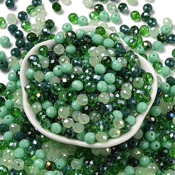 Glass Beads, Faceted, Rondelle, Lime Green, 6x5mm, Hole: 1mm, about 280pcs/60g