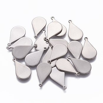 201 Stainless Steel Pendants, Stamping Blank Tag, Teardrop, Stainless Steel Color, 18x10x1mm, Hole: 1mm