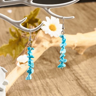 Synthetic Turquoise Chips Dangle Earrings with Glass(EJEW-JE04840-05)-3