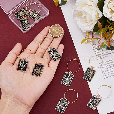 Tarot Cards Alloy Enamel Wine Glass Charms(AJEW-DC0001-36)-3