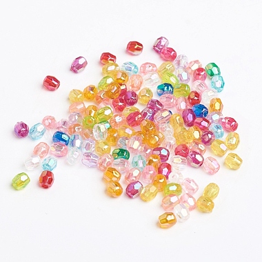 Mixed Color Plating Faceted Round Acrylic Spacer Beads(X-PL400)-2