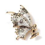 Fairy & Butterfly Enamel Brooch Pins, Alloy Badge for Backpack Clothes, Antique Golden, Light Grey, 53x35mm(JEWB-A041-02AG-01)