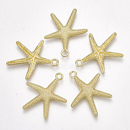 Alloy Pendants, Starfish/Sea Stars, Light Gold, 24x22x2.5mm, Hole: 2mm(PALLOY-T065-39)