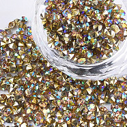 Eco-Friendly Pointed Back Resin Rhinestones, Back Plated and AB Color Plated, Diamond Shape, Light Smoked Topaz, 4.7mm, about 4320pcs/bag(CRES-R120-4.7mm-AB-06)