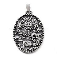 Tibetan Style Alloy Pendants, Dragon Charms, Antique Silver, 48x31x3.5mm, Hole: 7.5x4.5mm(TIBE-L012-039AS-02)