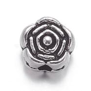 Tibetan Silver Spacer Beads, Lead Free & Cadmium Free, Flower, Great for Mother's Day Gifts making, Antique Silver, about 6.5mm in diameter, hole: 1mm(AB458)