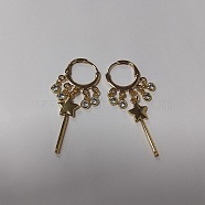 Star Brass Dangle Huggie Hoop Earrings, Clear Cubic Zirconia Drop Chandelier Earrings for Women, Golden, 47mm, Pin: 0.8mm(EJEW-SW00001-02)