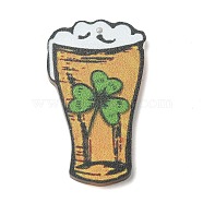 Saint Patrick's Day Opaque Printed Acrylic Pendants, Beer, 41x24x2mm, Hole: 1.2mm(MACR-M038-01M)